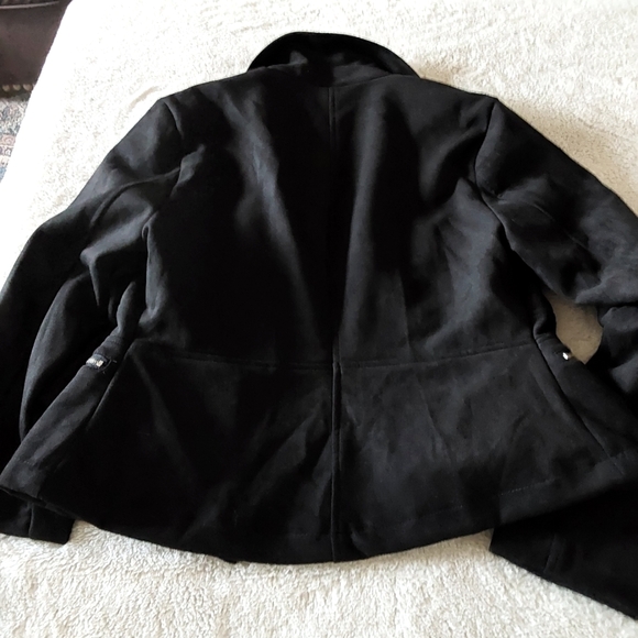 🌺 NWT Black Ookie & Lala Faux Suede Moto Jacket - Picture 7 of 13